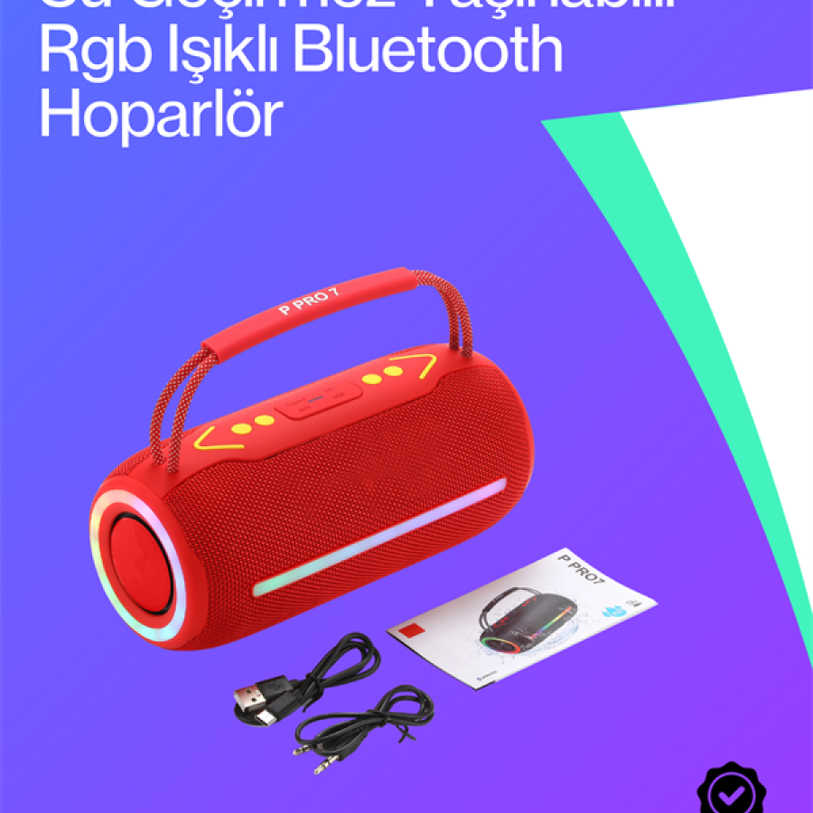 Portable Bluetooth Speaker with 360 RGB LEDs – Red, USB/TF Supported Portable Bluetooth Speaker with 360 RGB LEDs – Red, USB/TF Supported