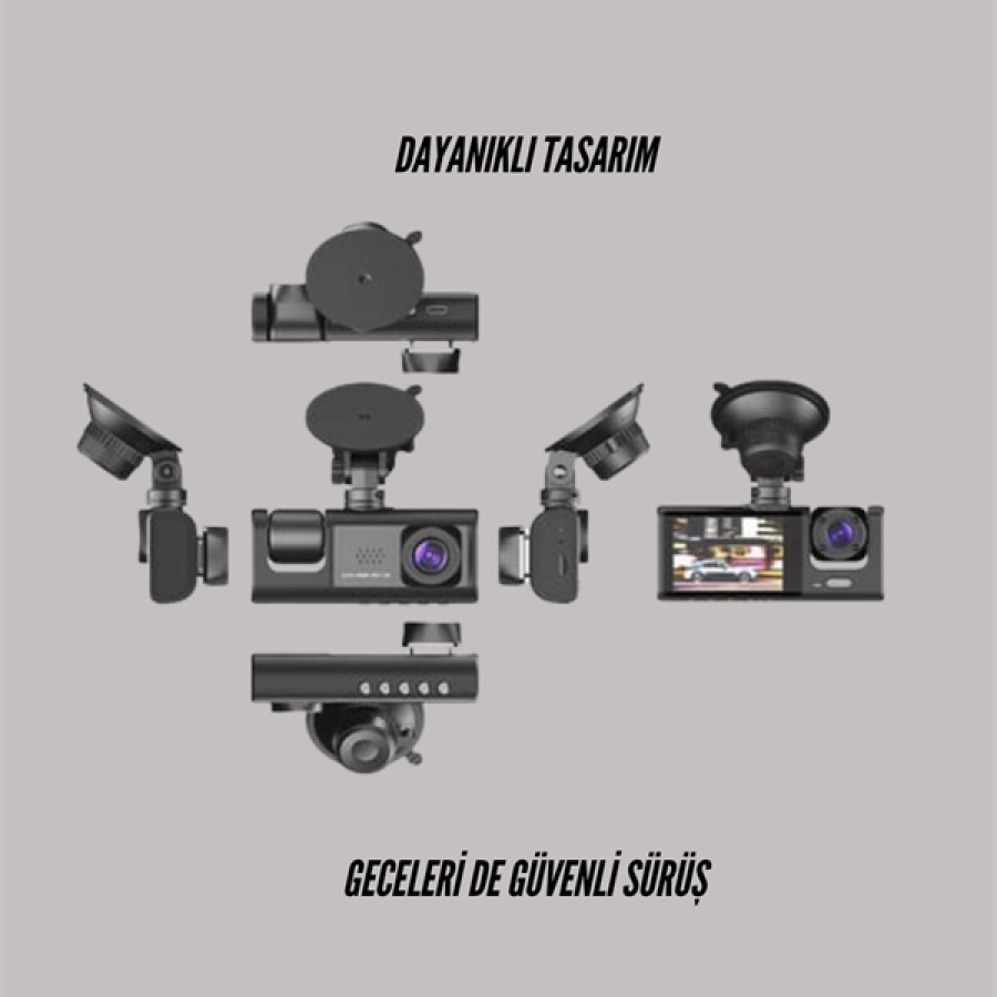TA-01 1080P Vehicle Camera with 3 Cameras Black