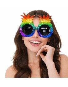 Colorful Hawaiian Party Glasses with Tropical Pineapple Design