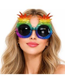 Colorful Hawaiian Party Glasses with Tropical Pineapple Design