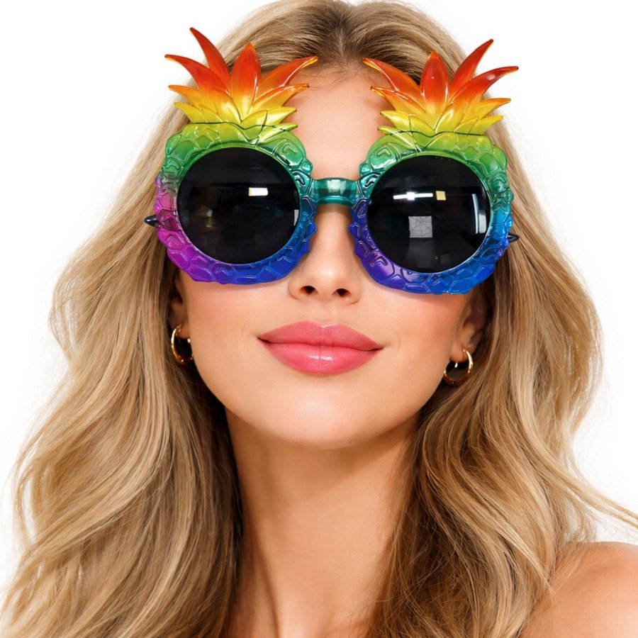 Colorful Hawaiian Party Glasses with Tropical Pineapple Design