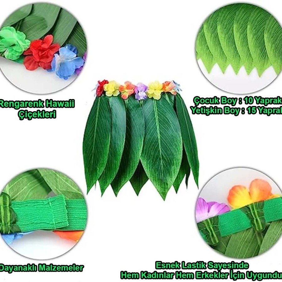 Tropical Inspired Hawaiian Leaf Party Skirt Kids Size