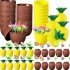 Tropical Party Glass Set – Pineapple and Coconut Shaped Glasses with Straws (20 Pieces)