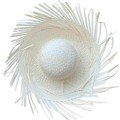 Tropical Party White Straw Hawaiian Hat 13x36 cm
