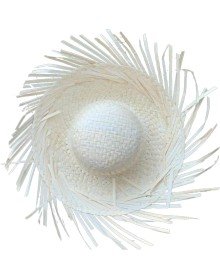 Tropical Party White Straw Hawaiian Hat 13x36 cm