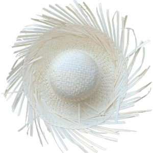 Tropical Party White Straw Hawaiian Hat 13x36 cm
