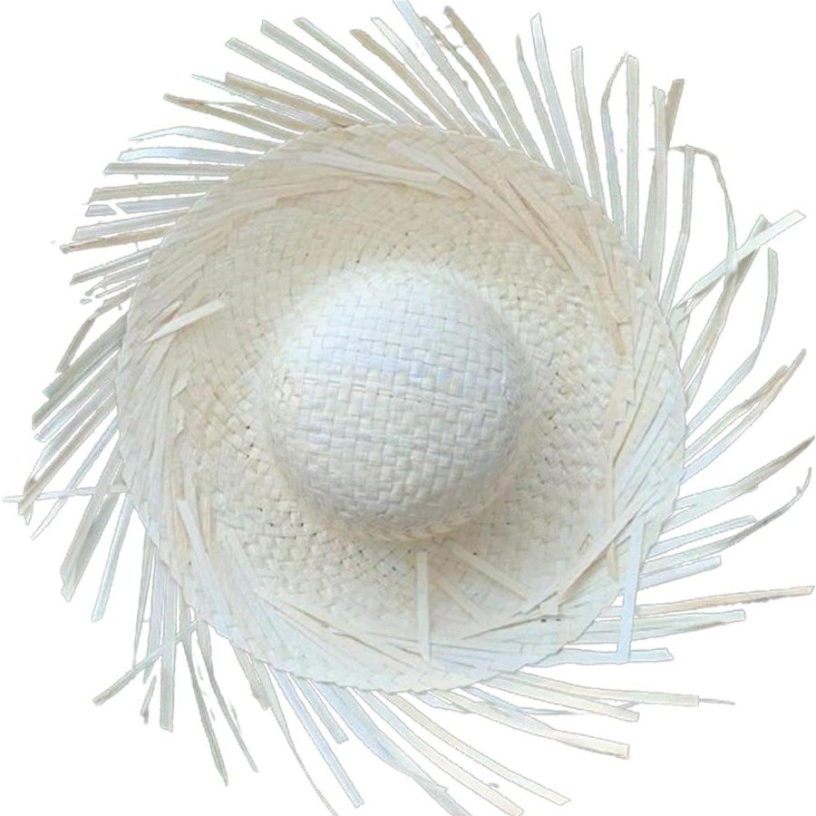 Tropical Party White Straw Hawaiian Hat 13x36 cm