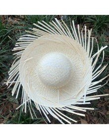 Tropical Party White Straw Hawaiian Hat 13x36 cm