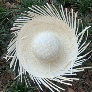 Tropical Party White Straw Hawaiian Hat 13x36 cm