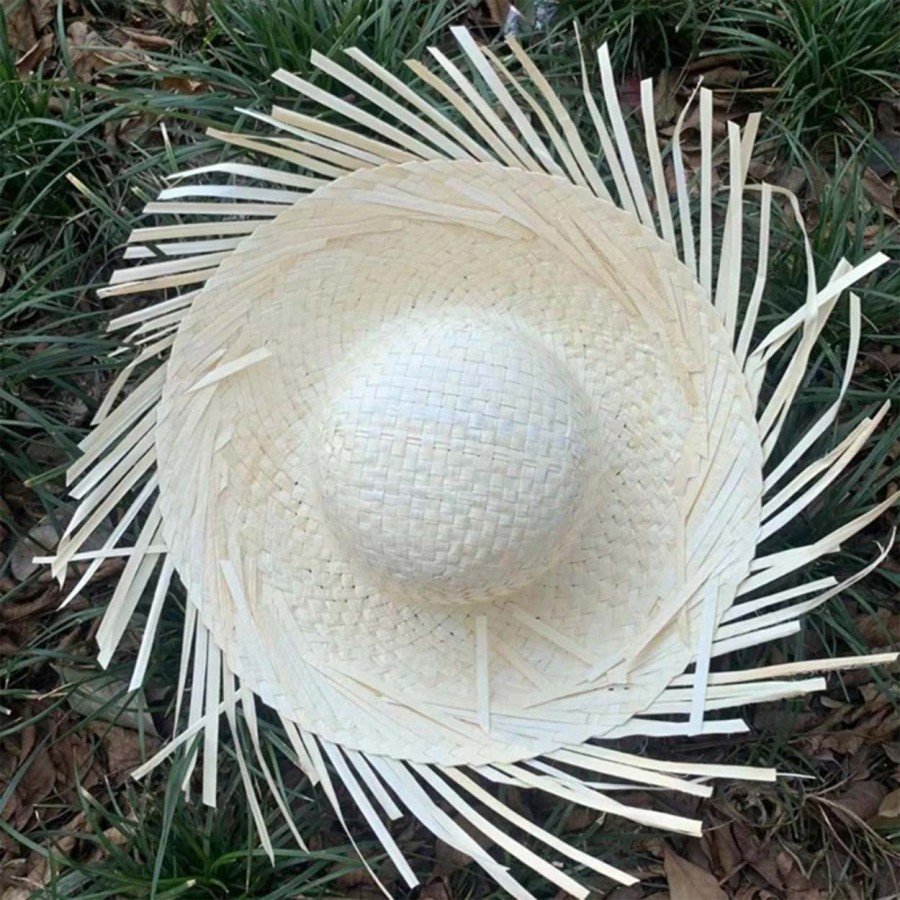 Tropical Party White Straw Hawaiian Hat 13x36 cm