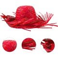 Tropical Party Red Straw Hawaiian Hat 13x36 cm