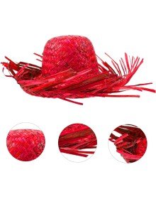 Tropical Party Red Straw Hawaiian Hat 13x36 cm