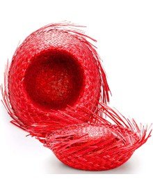 Tropical Party Red Straw Hawaiian Hat 13x36 cm