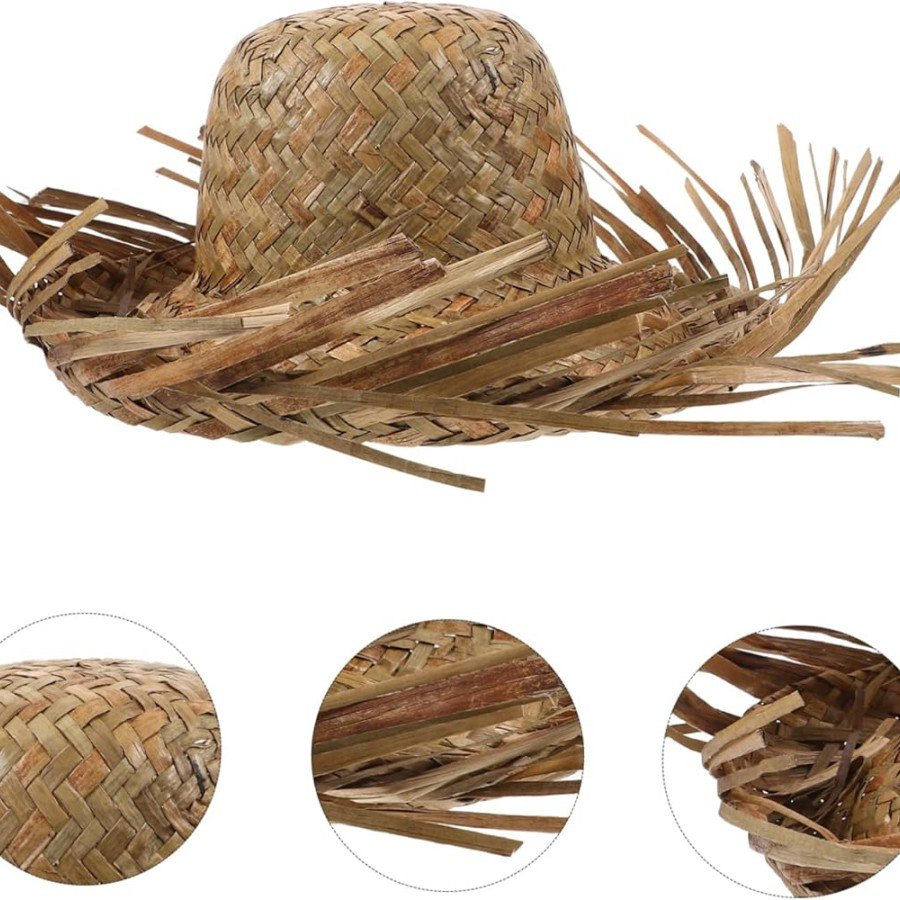 Tropical Party Natural Straw Hawaiian Hat 13x36 cm