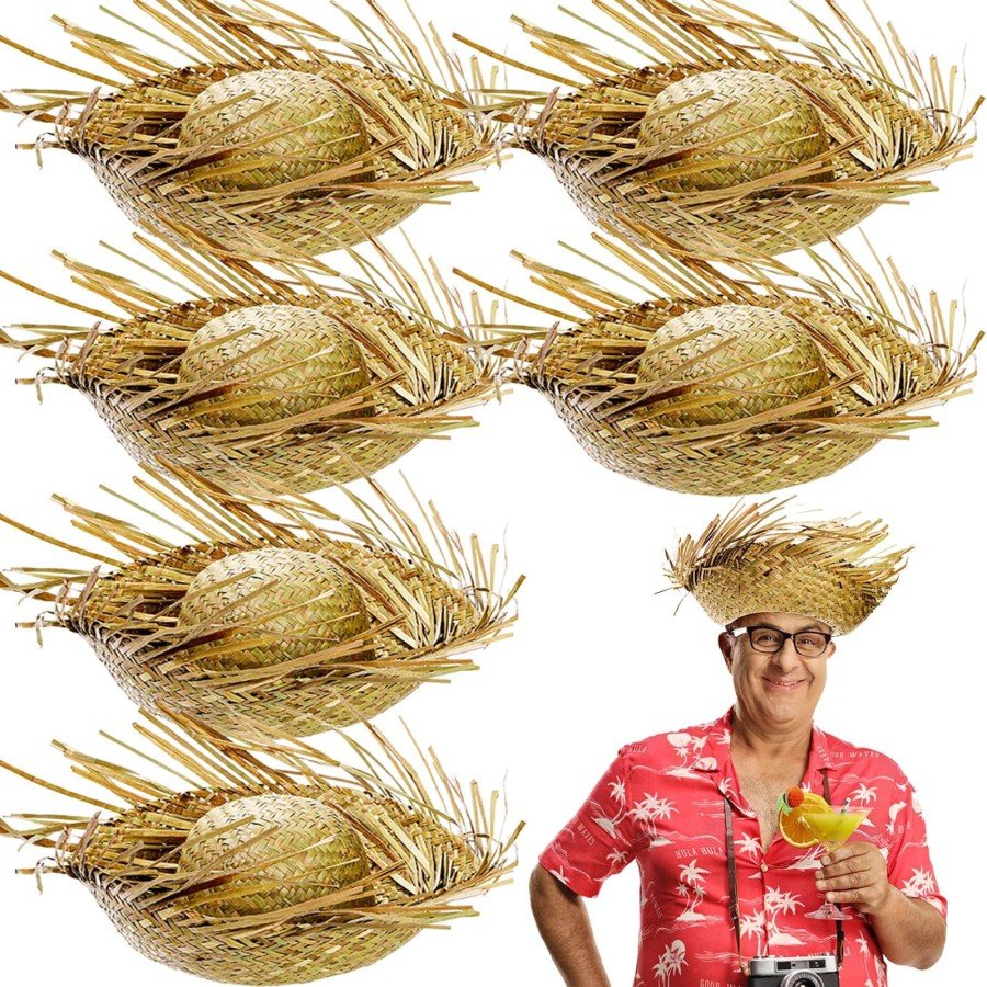 Tropical Party Natural Straw Hawaiian Hat 13x36 cm