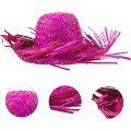 Tropical Party Pink Fuchsia Straw Hawaiian Hat 13x36 cm