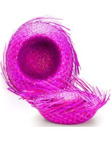 Tropical Party Pink Fuchsia Straw Hawaiian Hat 13x36 cm
