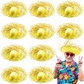 Tropical Party Yellow Straw Hawaiian Hat 13x36 cm