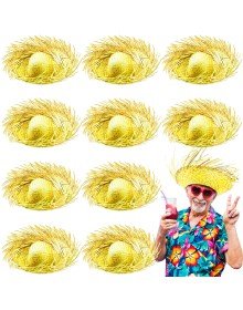 Tropical Party Yellow Straw Hawaiian Hat 13x36 cm