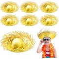 Tropical Party Yellow Straw Hawaiian Hat 13x36 cm