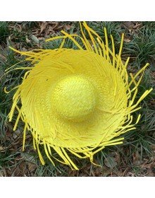 Tropical Party Yellow Straw Hawaiian Hat 13x36 cm