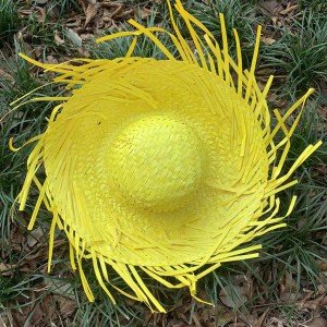 Tropical Party Yellow Straw Hawaiian Hat 13x36 cm