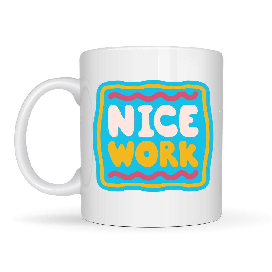 Nice Work  YOU DID A GREAT JOB  Written Porcelain Mug MODEL 147 – Motivation Cup – Congratulations & Success Themed Coffee Cup – Gift Idea
