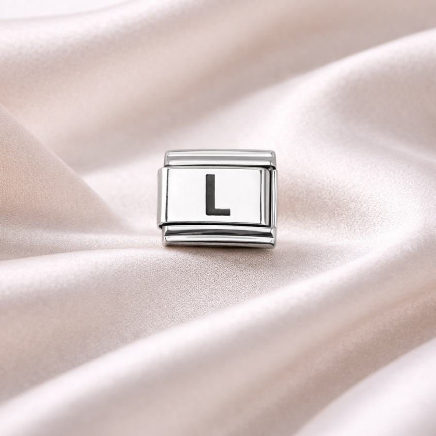 Nomination Compatible L Letter Charm | Steel Bracelet Accessory | Personalized Letter Module | Minimal & Elegant Design