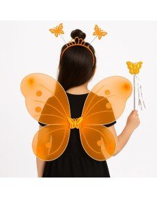 Orange Butterfly Girl Set – 50 cm Butterfly Wing, Crown and Wand Orange Butterfly Girl Set – 50 cm Butterfly Wing, Crown and Wand