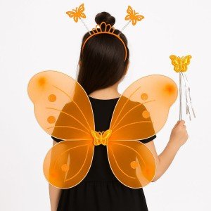 Orange Butterfly Girl Set – 50 cm Butterfly Wing, Crown and Wand Orange Butterfly Girl Set – 50 cm Butterfly Wing, Crown and Wand