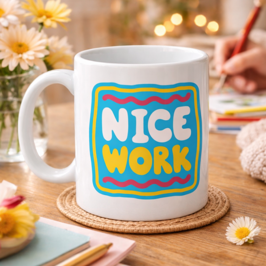 Nice Work  YOU DID A GREAT JOB  Written Porcelain Mug MODEL 147 – Motivation Cup – Congratulations & Success Themed Coffee Cup – Gift Idea