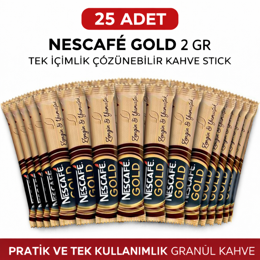 Coffee Gold 2 Gr 25 Pieces Single Use Stick Instant Granulated Coffee Package