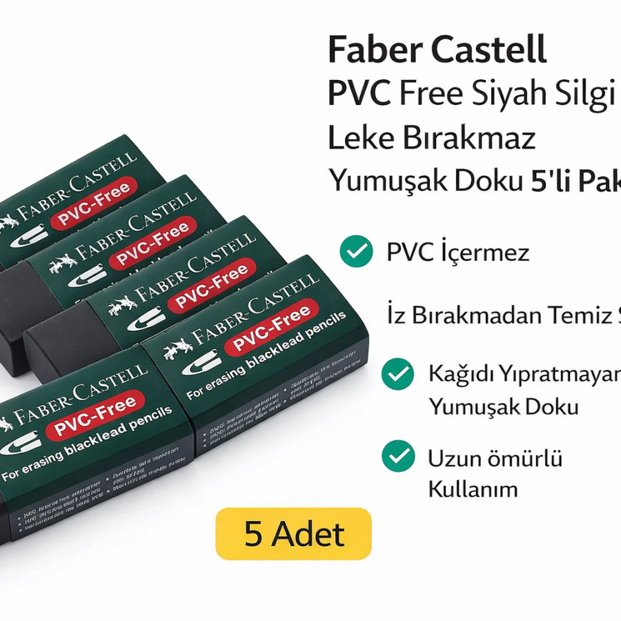 No:30 PVC Free Black Eraser 5 Pieces Does Not Leave Stains Soft Texture