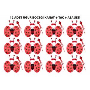 Ladybug Costume Set - Wing Crown Wand 3 Pieces 12 Pieces