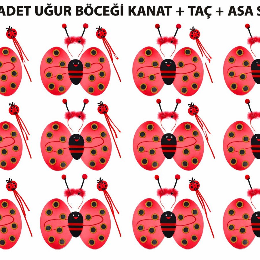 Ladybug Costume Set - Wing Crown Wand 3 Pieces 12 Pieces