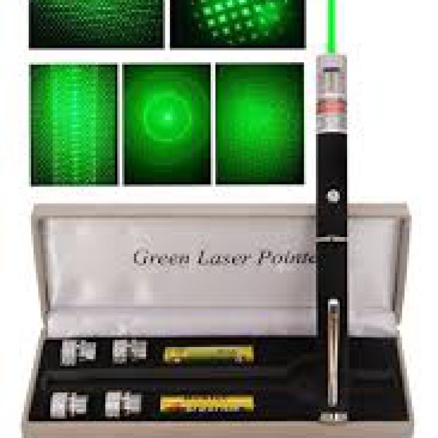 Green Laser Pointer Green Laser Pen with 5 Heads Special Velvet Gray Box