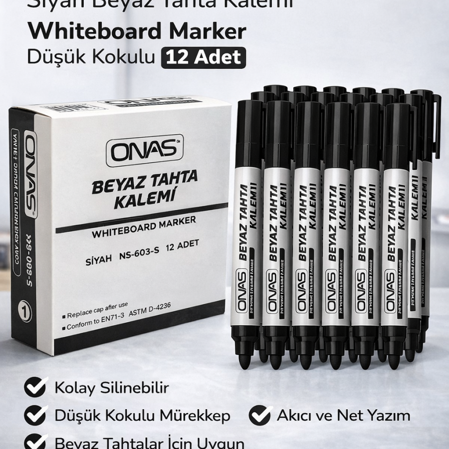 Onas Black Whiteboard Marker Whiteboard Marker Low Odor 12 Pieces Box Onas Black Whiteboard Marker Whiteboard Marker Low Odor 12 Pieces Box