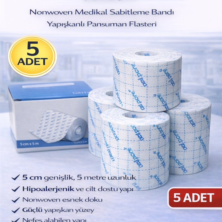 Hypoallergenic Fix Patch 5 cm x 5 m 5 Pieces Nonwoven Medical Fixation Tape Adhesive Dressing Patch Hypoallergenic Fix Patch 5 cm x 5 m 5 Pieces Nonwoven Medical Fixation Tape Adhesive Dressing Patch