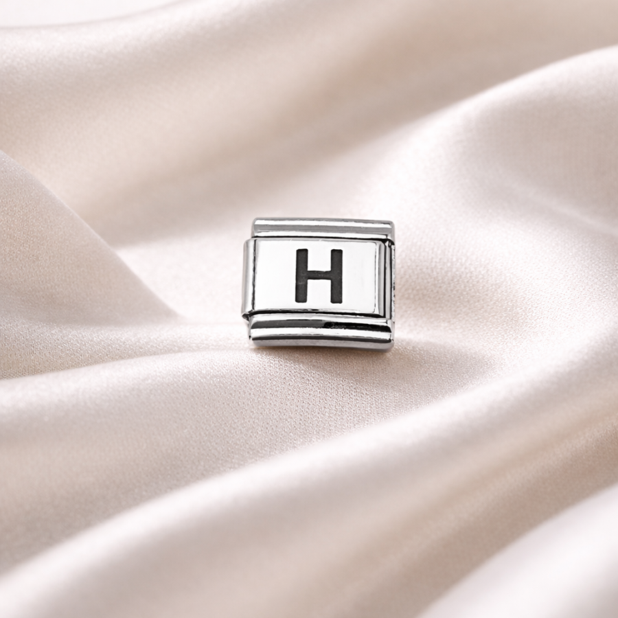 Nomination Compatible Letter H Charm, Steel Bracelet Accessory, Personalized Letter Module, Minimal & Stylish Design