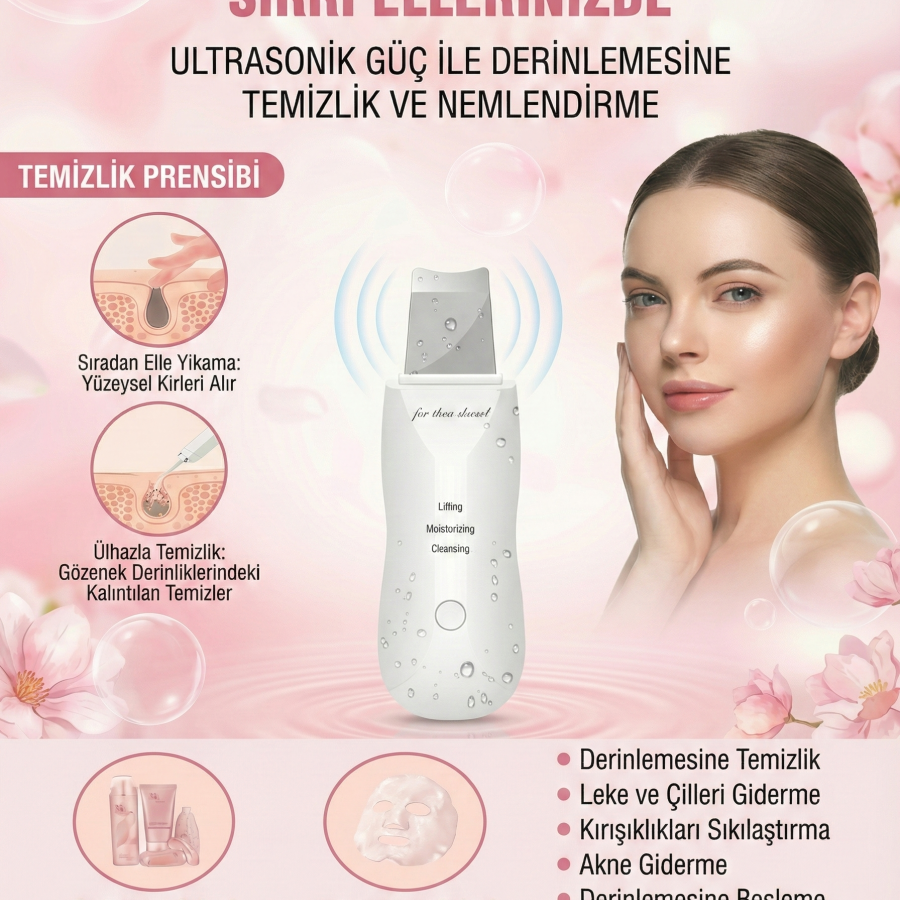 Ultrasonik Spatula Yüz Akne Giderici Siyah Nokta Temizleme Cihazı
