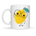 Cute Lemon Design Porcelain Mug MODEL 121 – Sweet Lemon Figured Coffee & Tea Cup with Glasses