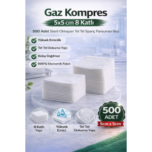 Gas Compress 5x5 cm 8 Layer 500 Pieces Non-Sterile Wire Wire Spatch Dressing Cloth