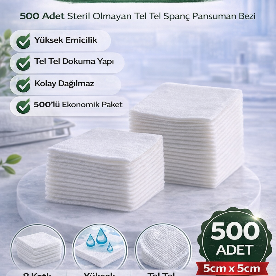 Gas Compress 5x5 cm 8 Layers 500 Pieces Non-Sterile Wire Wire Spatch Dressing Cloth