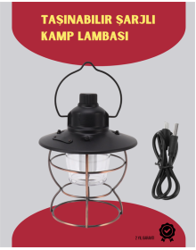 USB Rechargeable Retro LED Camping Lantern – 4 Light Modes, Waterproof, Portable