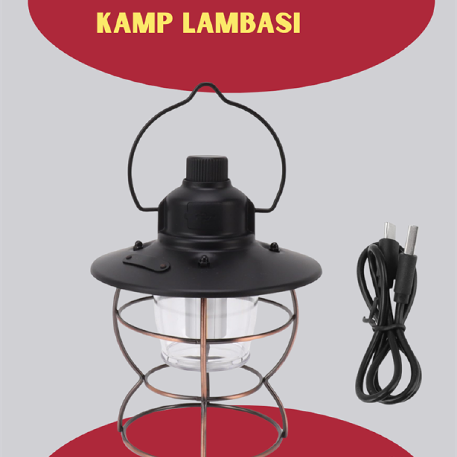 USB Rechargeable Retro LED Camping Lantern – 4 Light Modes, Waterproof, Portable