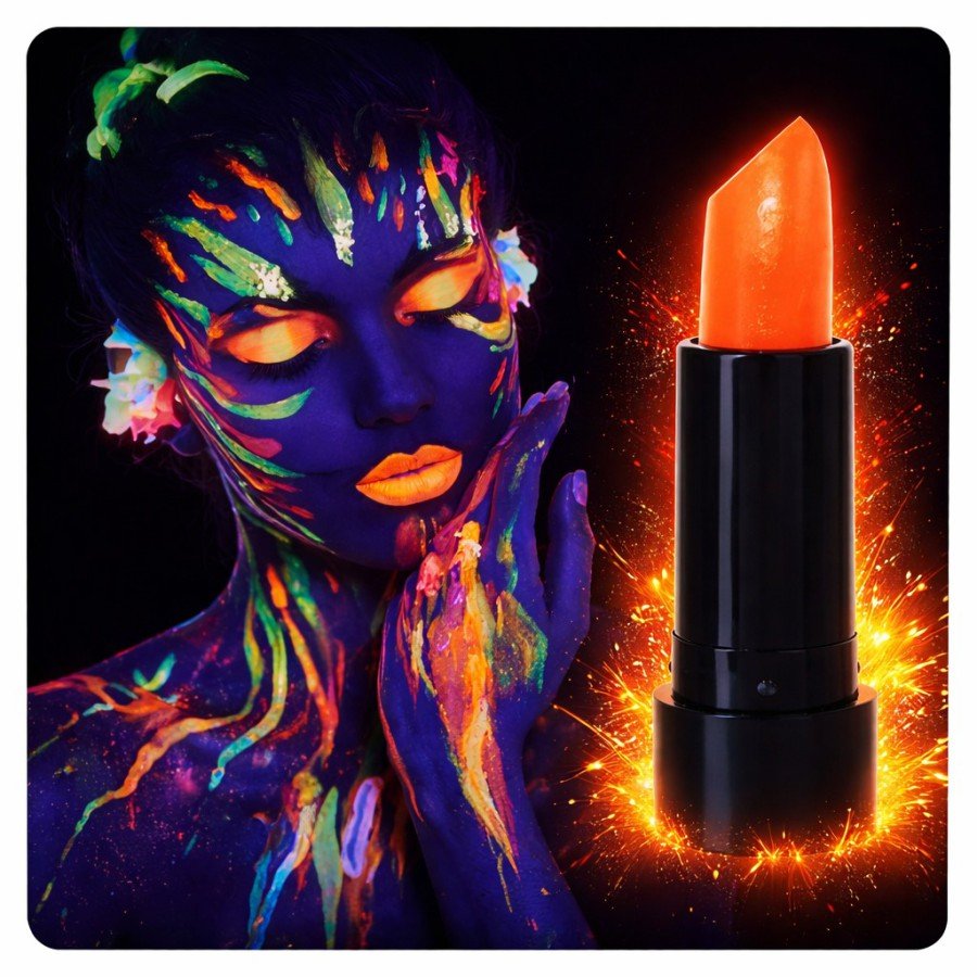UV Neon Orange Lipstick – Glow in the Dark Makeup Paint UV Neon Orange Lipstick – Glow in the Dark Makeup Paint