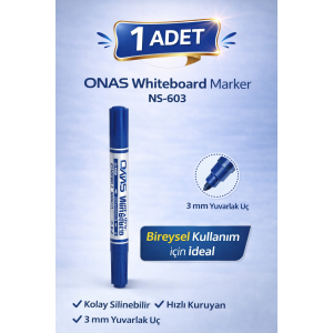 ONAS Whiteboard Marker NS-603 Blue Board Marker 3 mm Round Tip 1 Piece ONAS Whiteboard Marker NS-603 Blue Board Marker 3 mm Round Tip 1 Piece