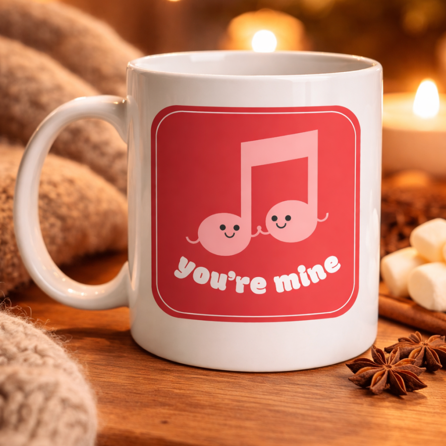 You re Mine Designed Porcelain Mug Model 20 – Specially Designed Mug with Loving Music Notes