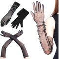 Long Length Lycra Black Color Adult Mega Tulle Gloves 53 cm