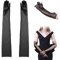 Long Length Lycra Black Color Adult Mega Tulle Gloves 53 cm